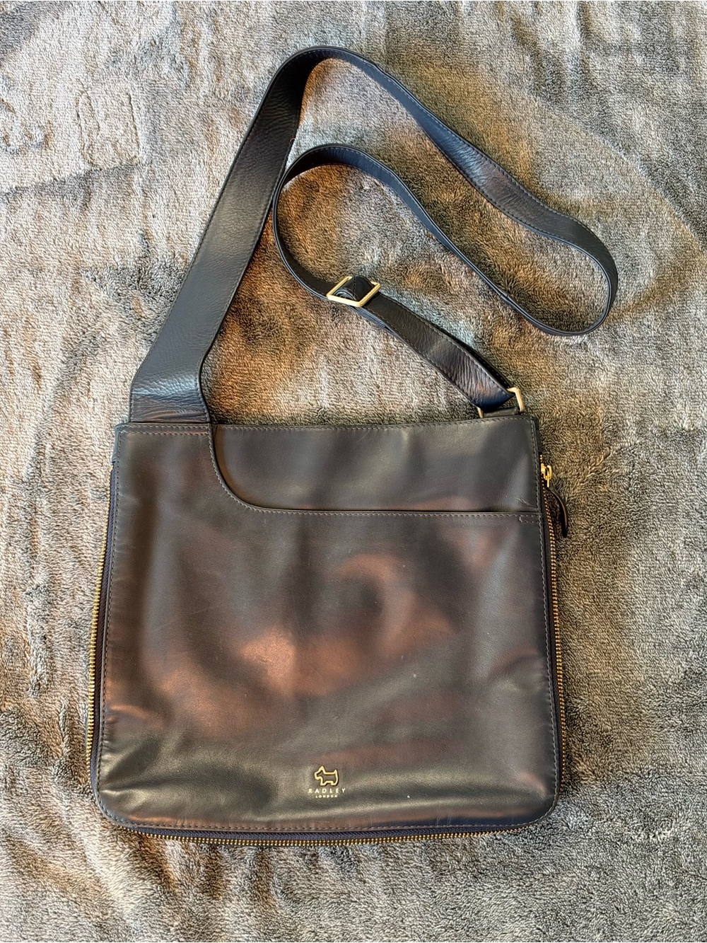 Radley London Navy Leather Crossbody Messenger Bag